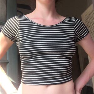 Brandy striped short sleeved crop tee